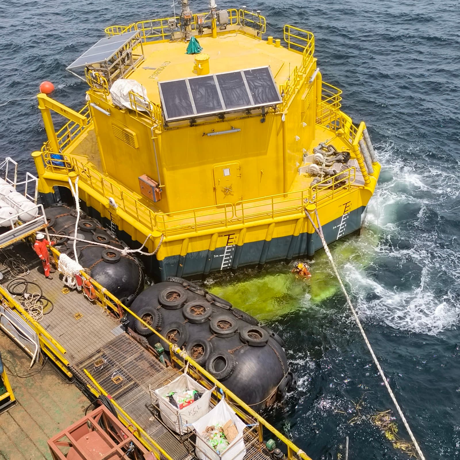 Mooring buoy surveyed during a hydrographic and port survey